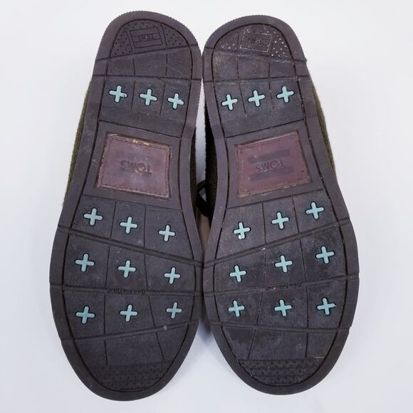 Toms Men's Wool Ridge Botas Lace Up Shoes Olive Green Brown Size 7 - Picture 6 of 7